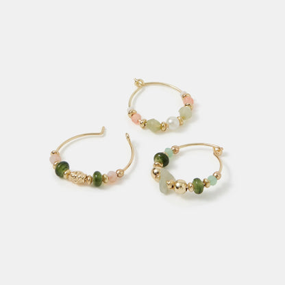 Pastel Multi Mini Beaded Hoop Earrings Pack of 3