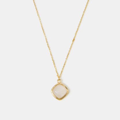 14k Gold-Plated Cloudy Quartz Pendant Necklace