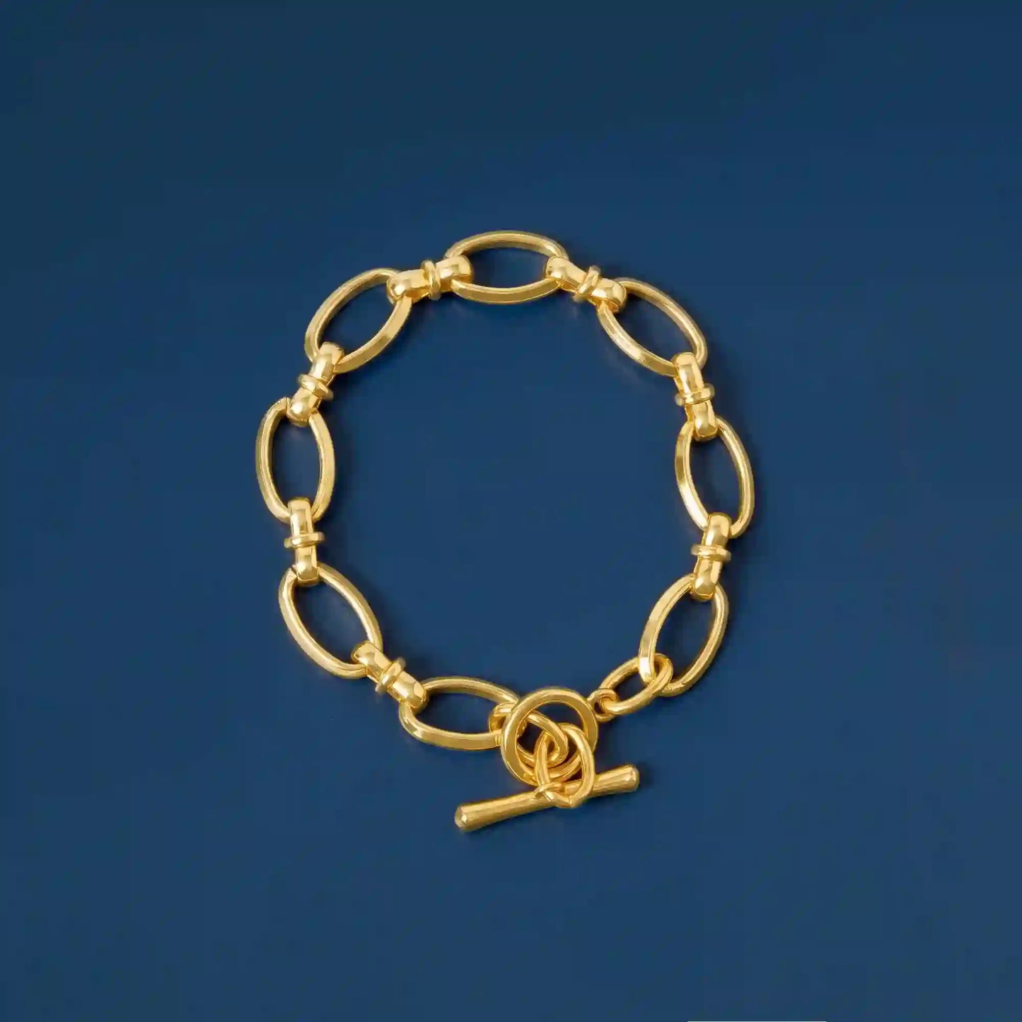 14k Gold-Plated Knot Chain T-Bar Bracelet
