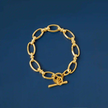 14k Gold-Plated Knot Chain T-Bar Bracelet