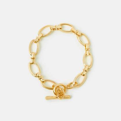 14k Gold-Plated Knot Chain T-Bar Bracelet