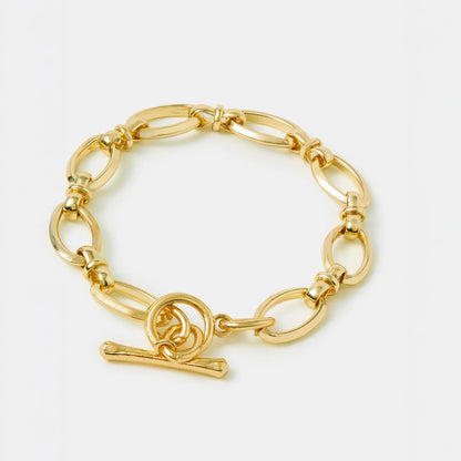 14k Gold-Plated Knot Chain T-Bar Bracelet