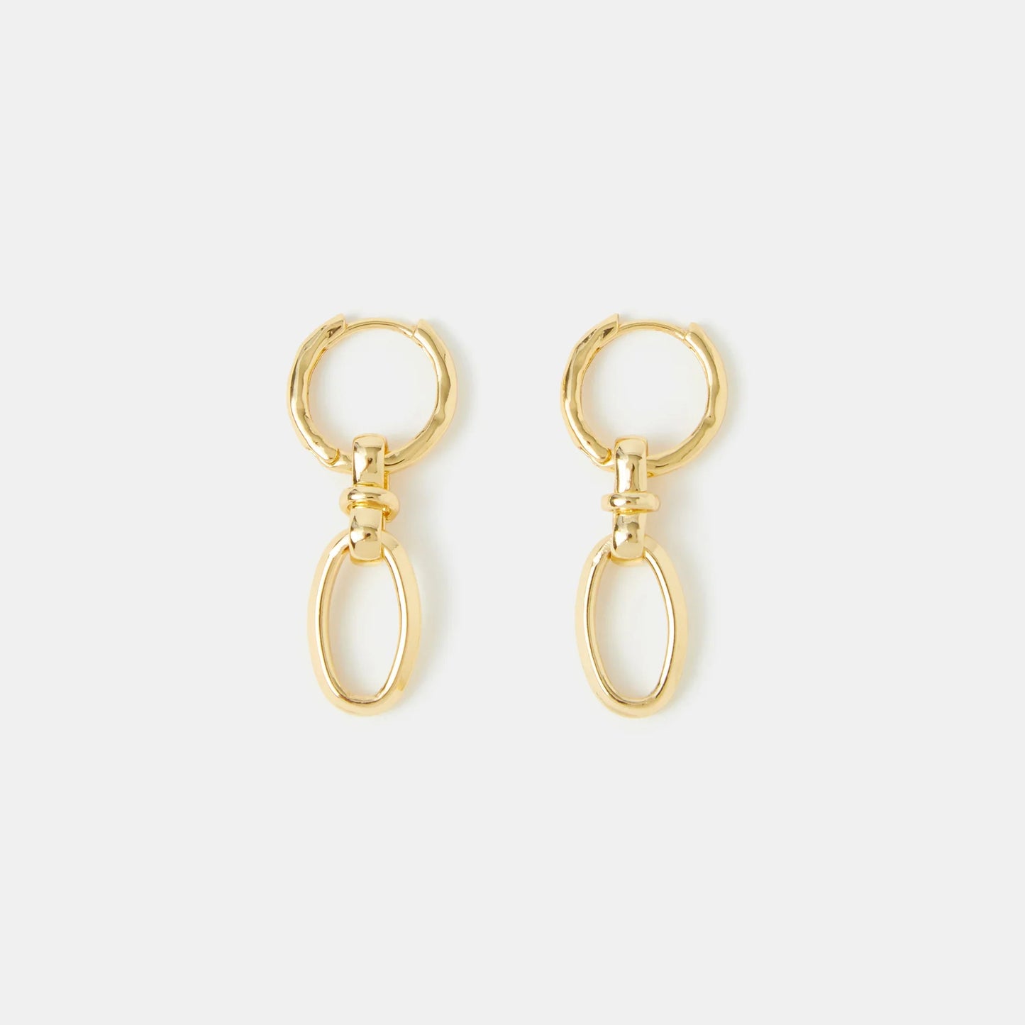 14k Gold-Plated Knot Link Drop Hoop Earrings