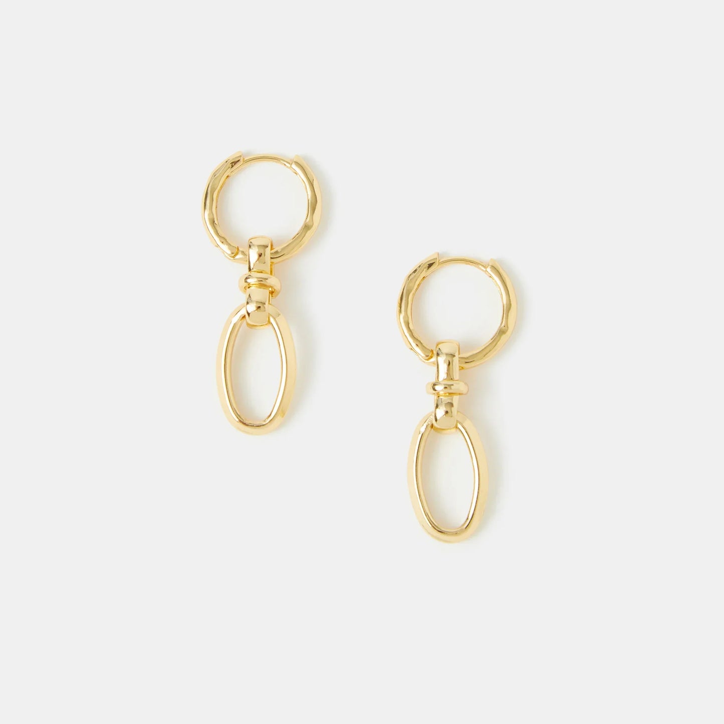 14k Gold-Plated Knot Link Drop Hoop Earrings