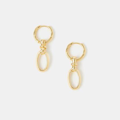 14k Gold-Plated Knot Link Drop Hoop Earrings