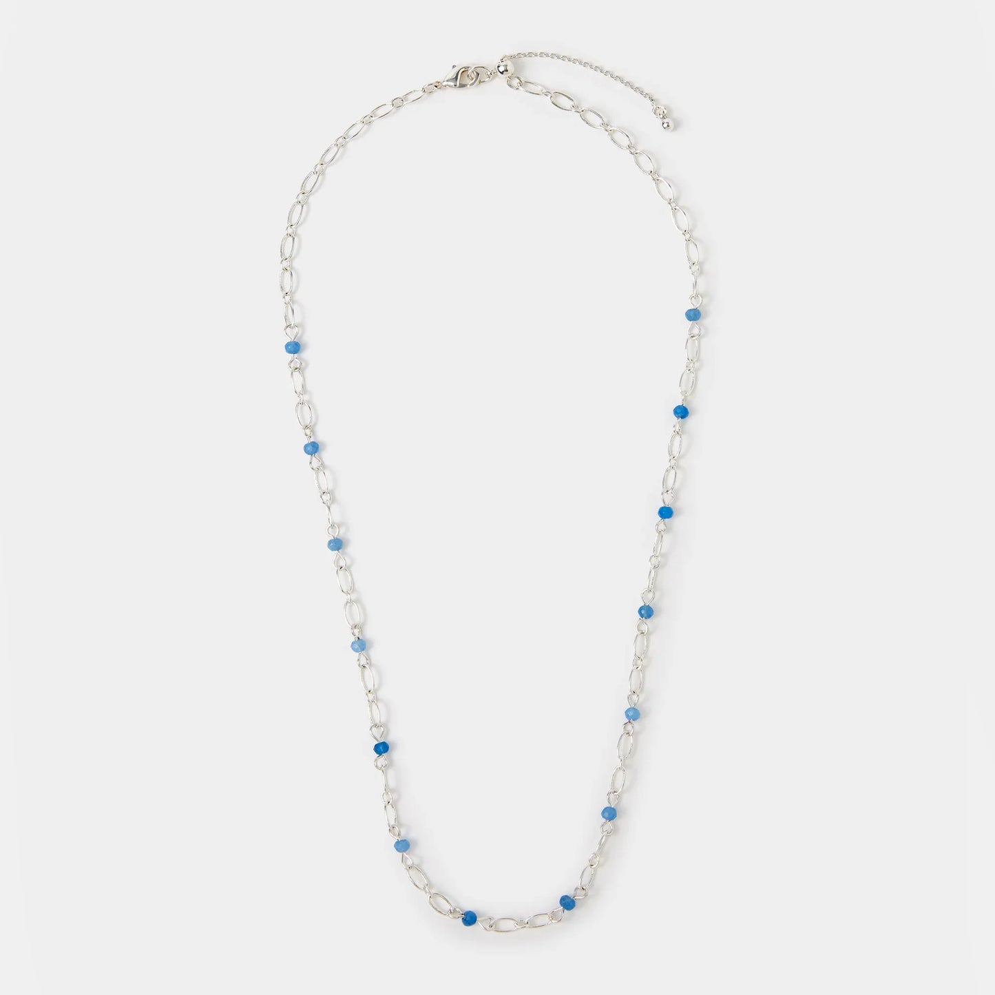 Sterling Silver-Plated Blue Quartz Station Necklace