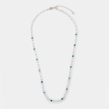 Sterling Silver-Plated Blue Quartz Station Necklace