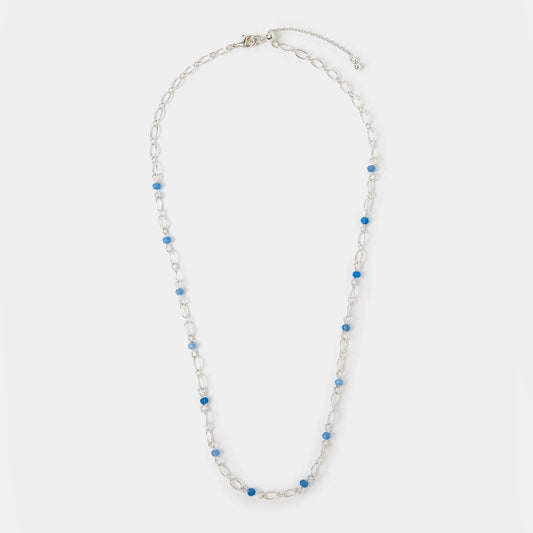 Sterling Silver-Plated Blue Quartz Station Necklace