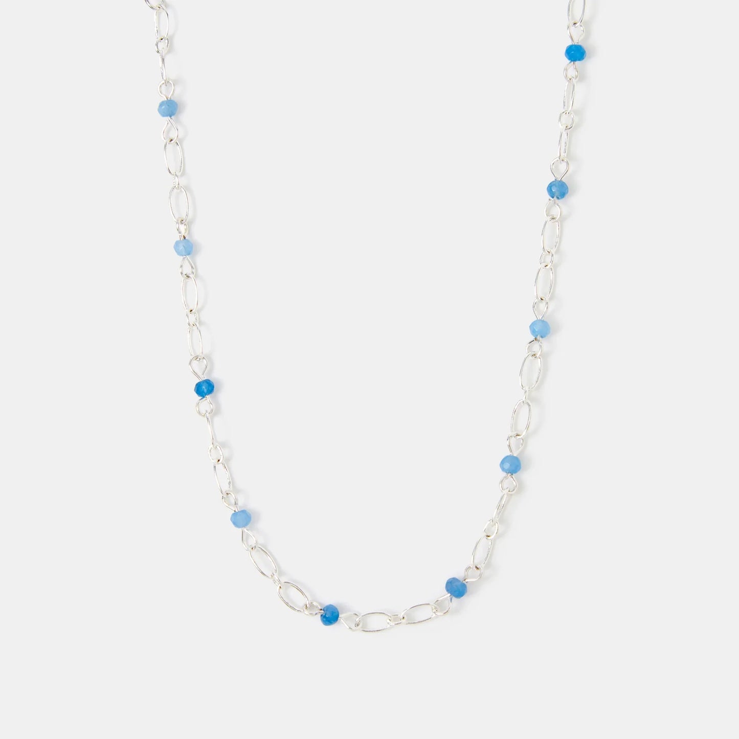 Sterling Silver-Plated Blue Quartz Station Necklace