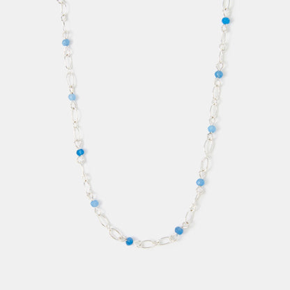 Sterling Silver-Plated Blue Quartz Station Necklace