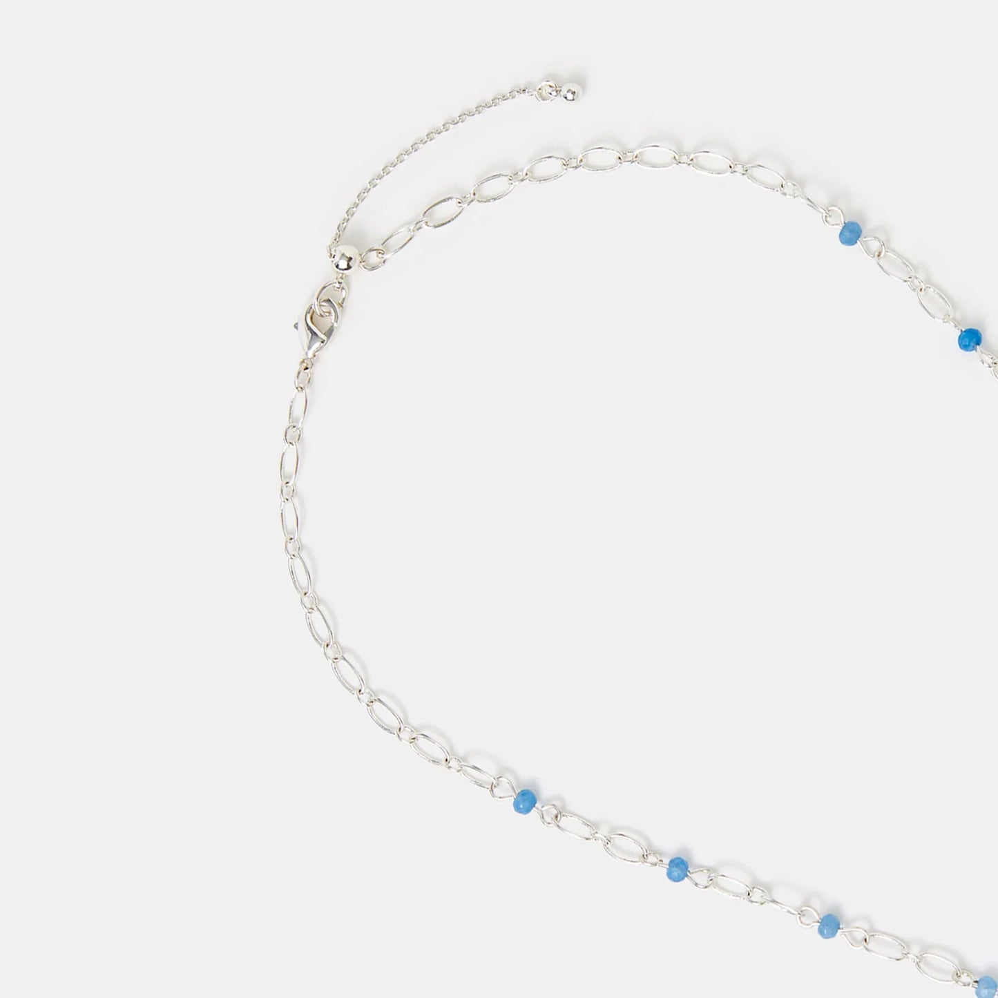 Sterling Silver-Plated Blue Quartz Station Necklace