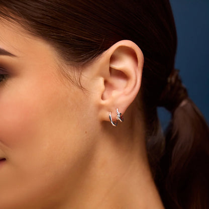 Sterling Silver-Plated Knot Stud & Hoop Earrings Pack of 4
