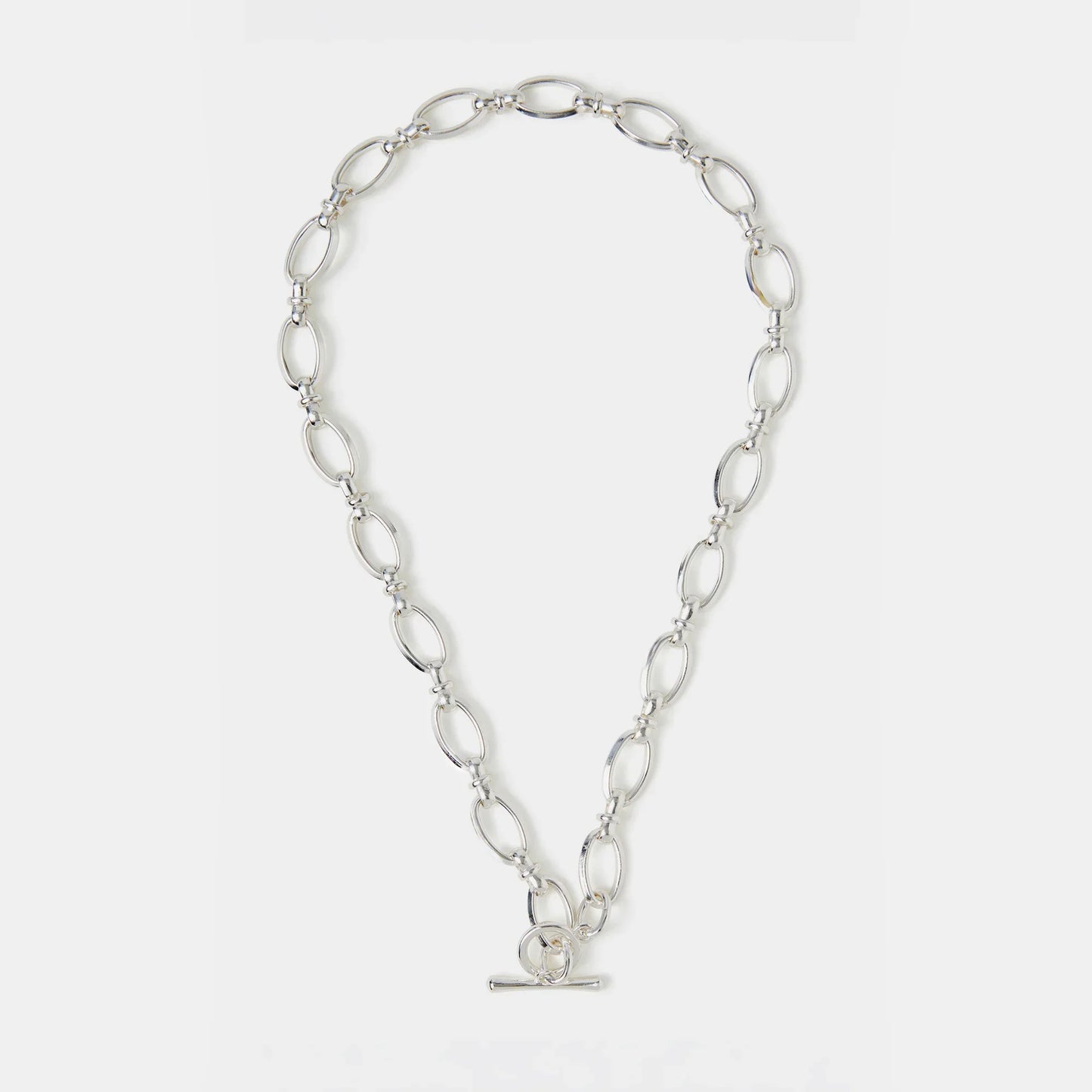Sterling Silver-Plated Knot Chain T-Bar Necklace