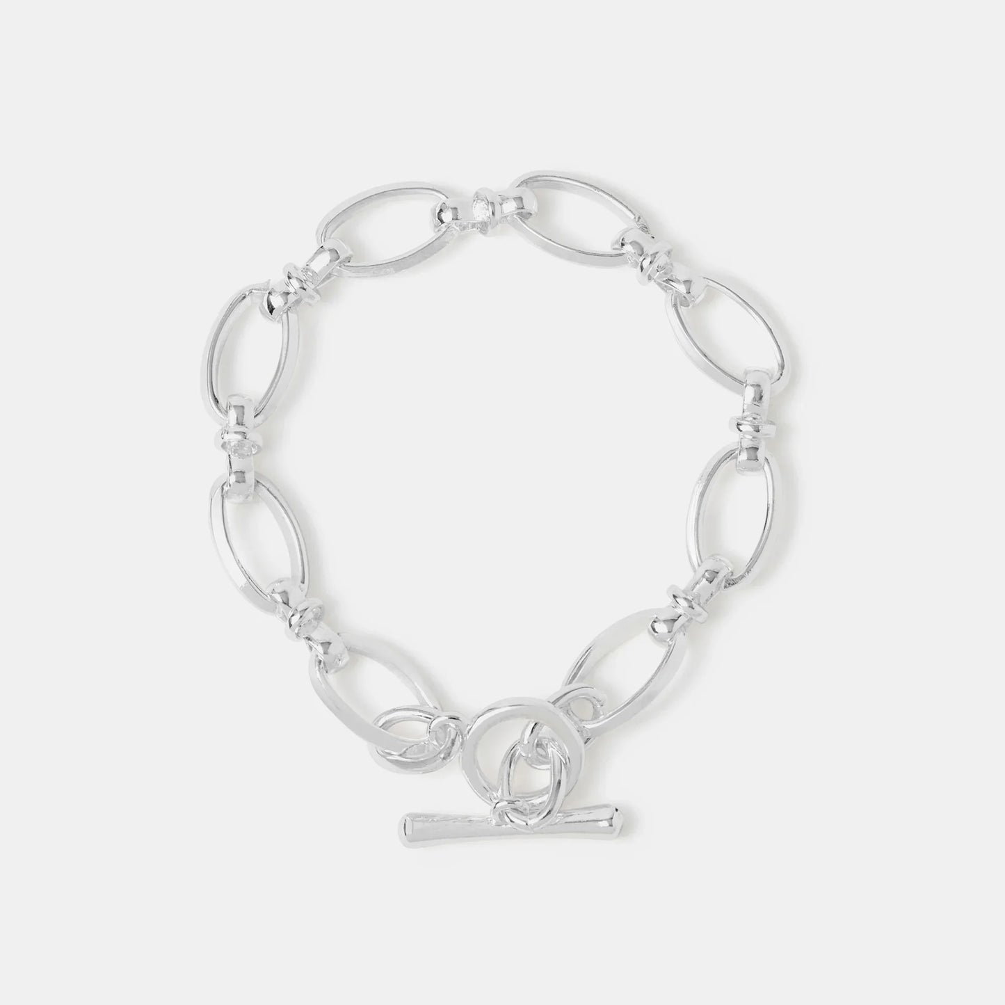 Sterling Silver-Plated Knot Chain T-Bar Bracelet