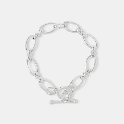 Sterling Silver-Plated Knot Chain T-Bar Bracelet