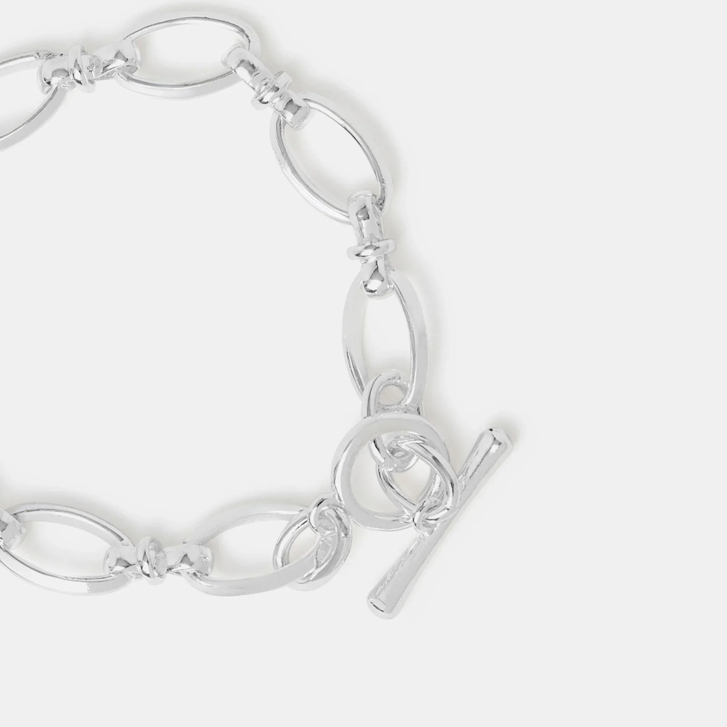Sterling Silver-Plated Knot Chain T-Bar Bracelet