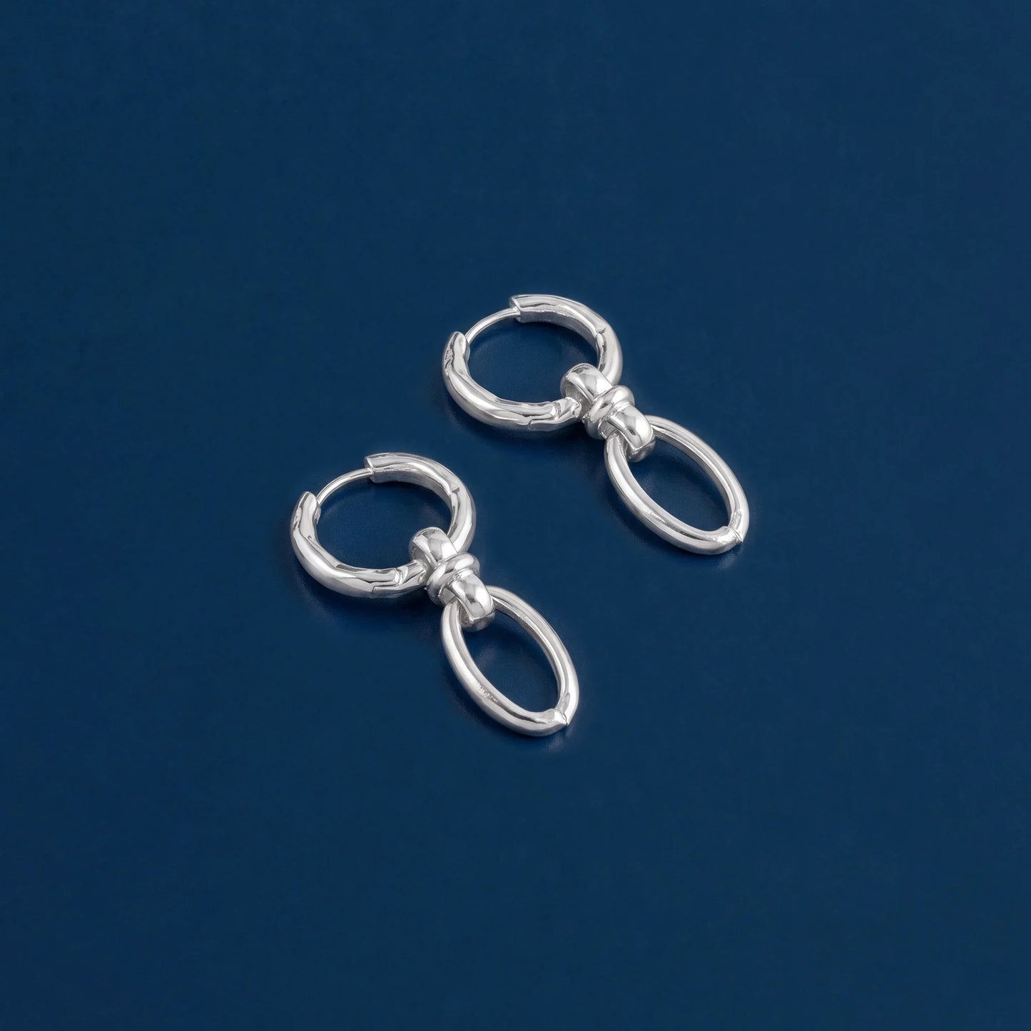 Sterling Silver-Plated Knot Link Drop Hoop Earrings