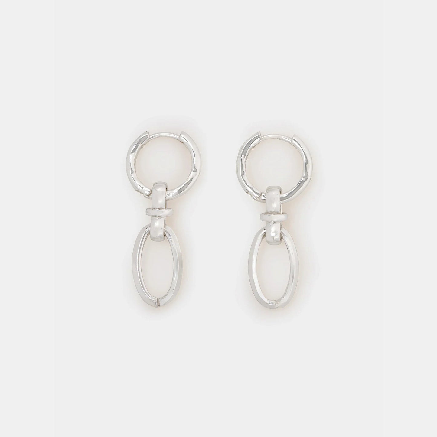 Sterling Silver-Plated Knot Link Drop Hoop Earrings