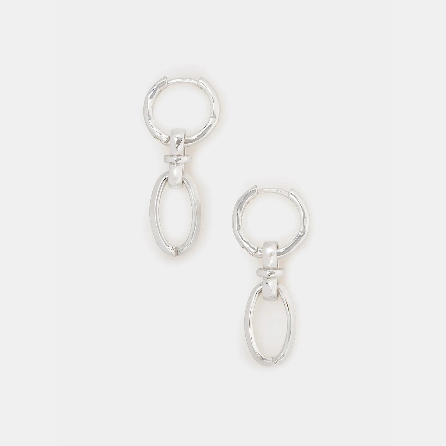 Sterling Silver-Plated Knot Link Drop Hoop Earrings