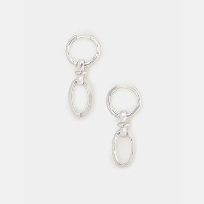 Sterling Silver-Plated Knot Link Drop Hoop Earrings