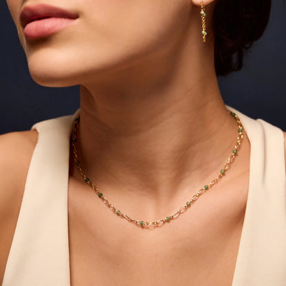 14k Gold-Plated Aventurine Paperclip Necklace