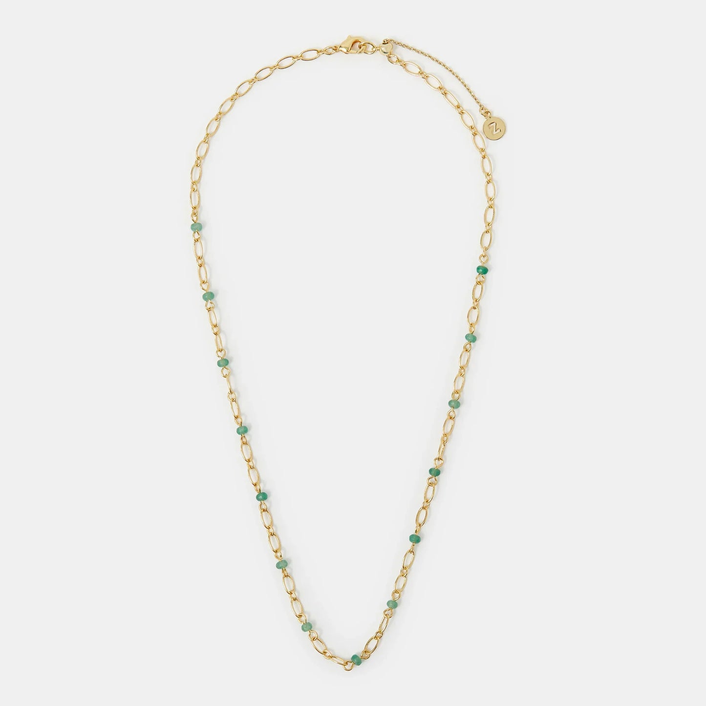 14k Gold-Plated Aventurine Paperclip Necklace