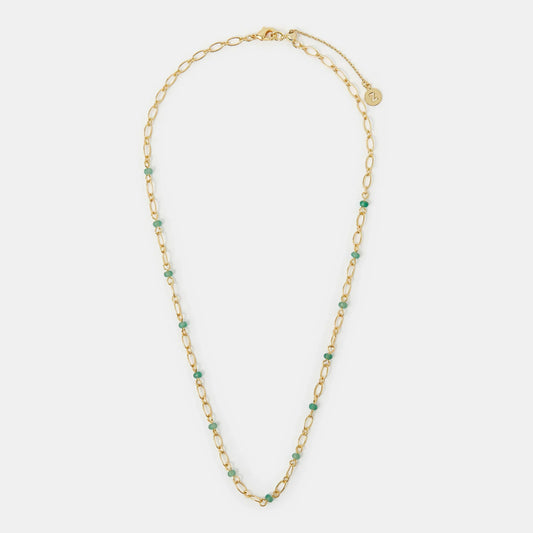 14k Gold-Plated Aventurine Paperclip Necklace