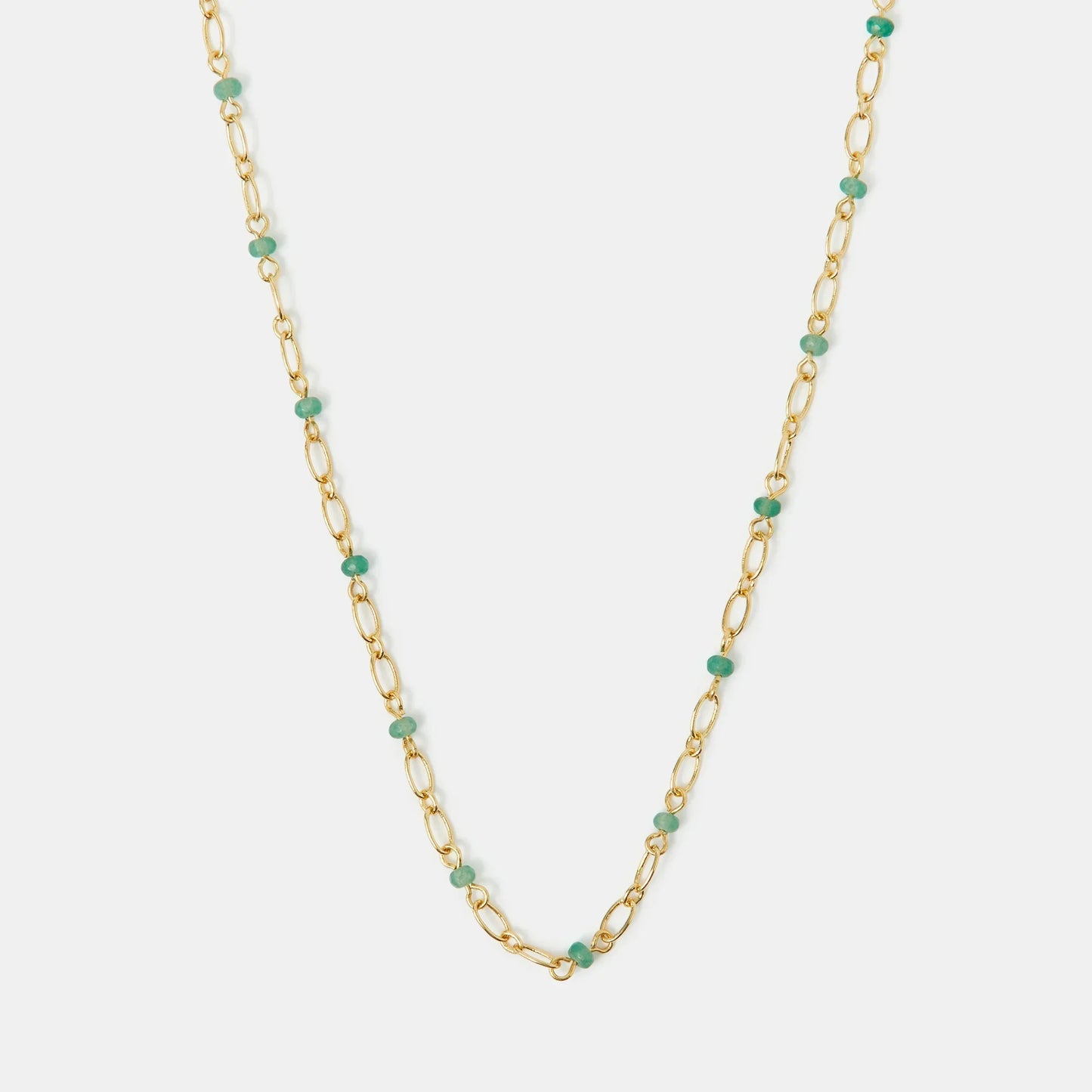 14k Gold-Plated Aventurine Paperclip Necklace