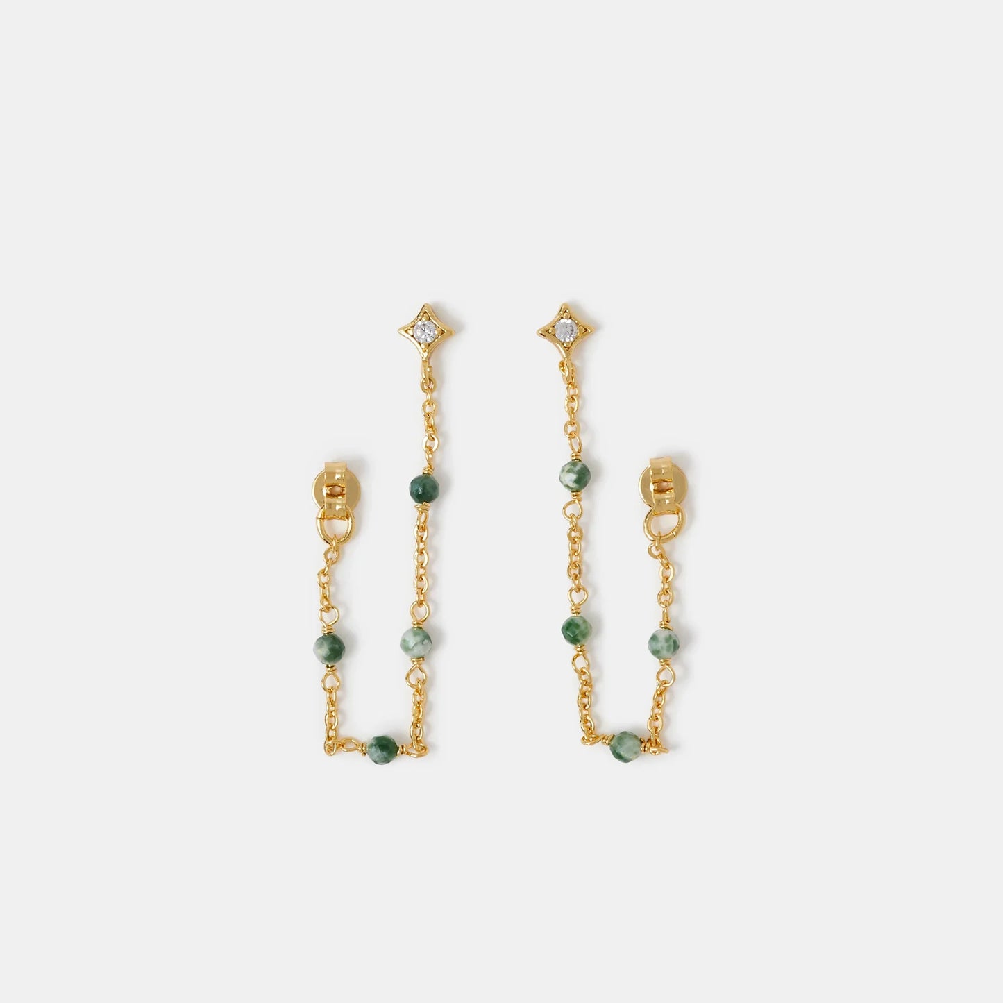 14k Gold-Plated Aventurine Chain Drop Earrings