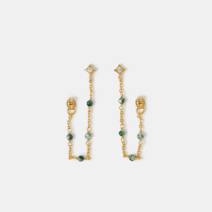 14k Gold-Plated Aventurine Chain Drop Earrings