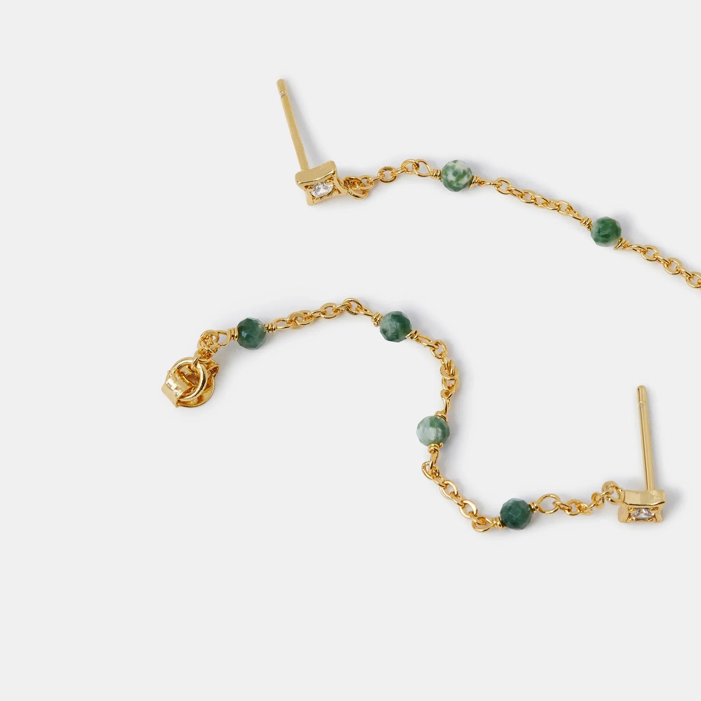 14k Gold-Plated Aventurine Chain Drop Earrings