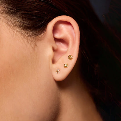 14k Gold-Plated Mother of Pearl Clover Stud Earrings Pack of 3