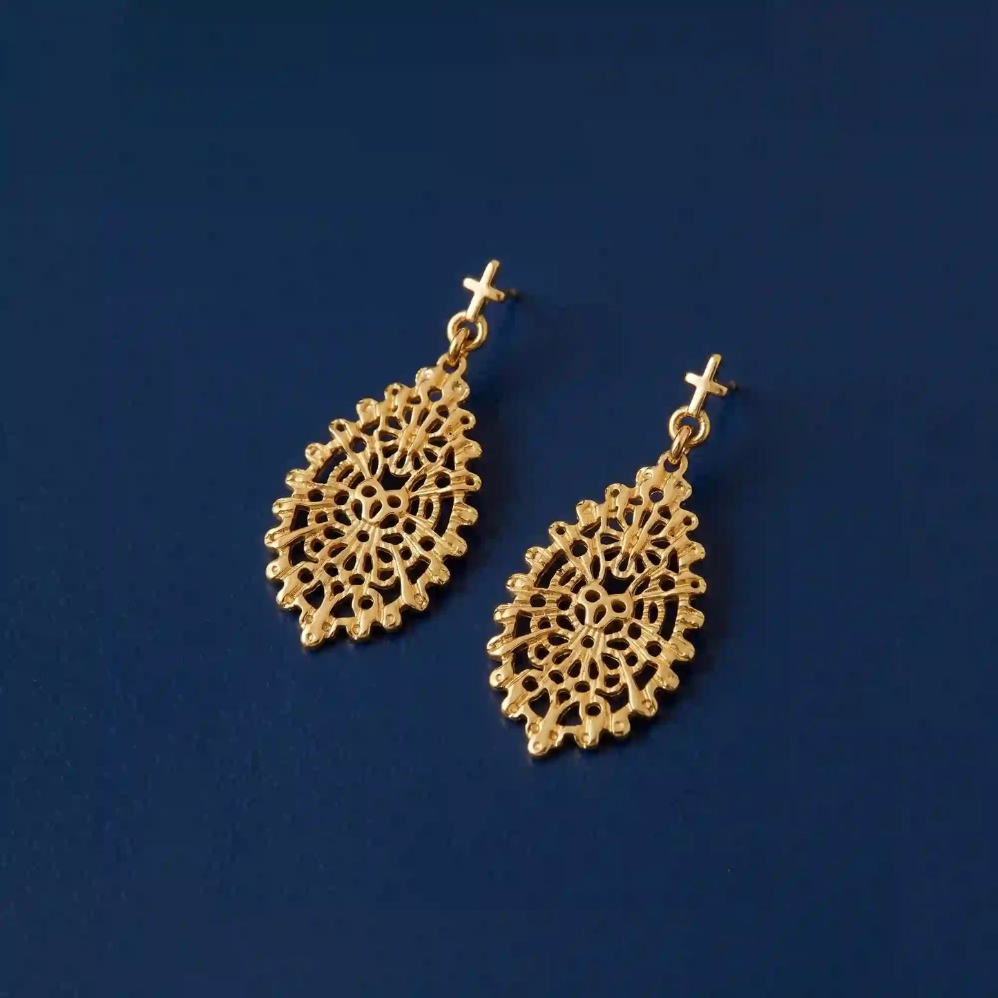 14k Gold-Plated Filigree Teardrop Earrings