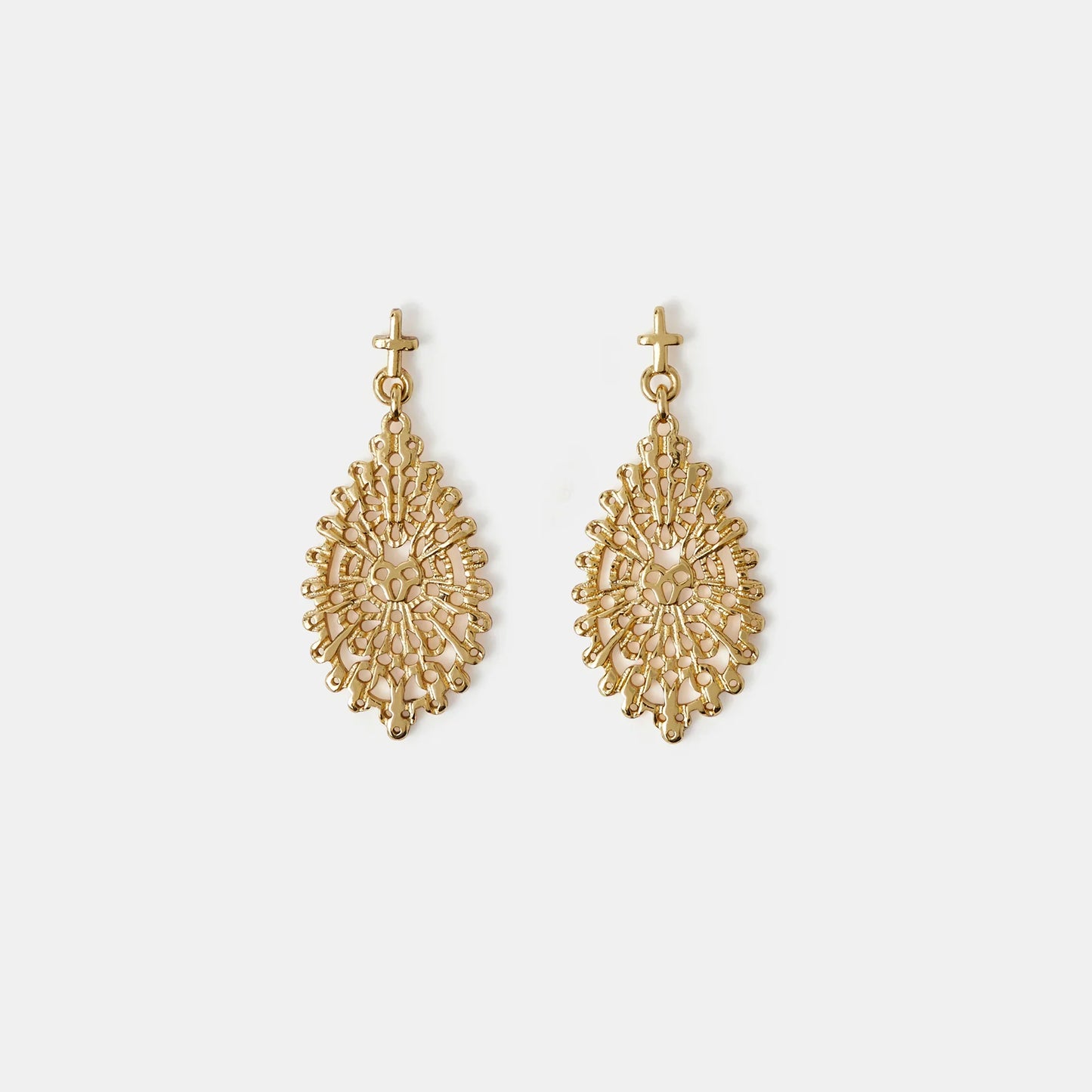 14k Gold-Plated Filigree Teardrop Earrings