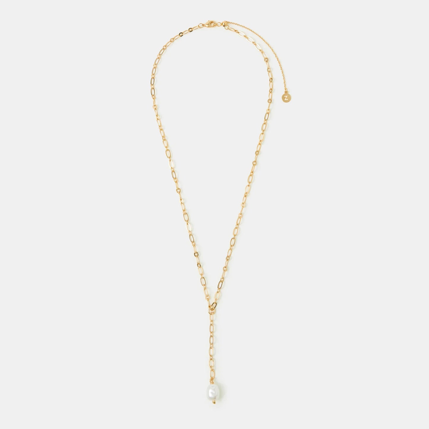 14k Gold-Plated Pearl Lariat Necklace