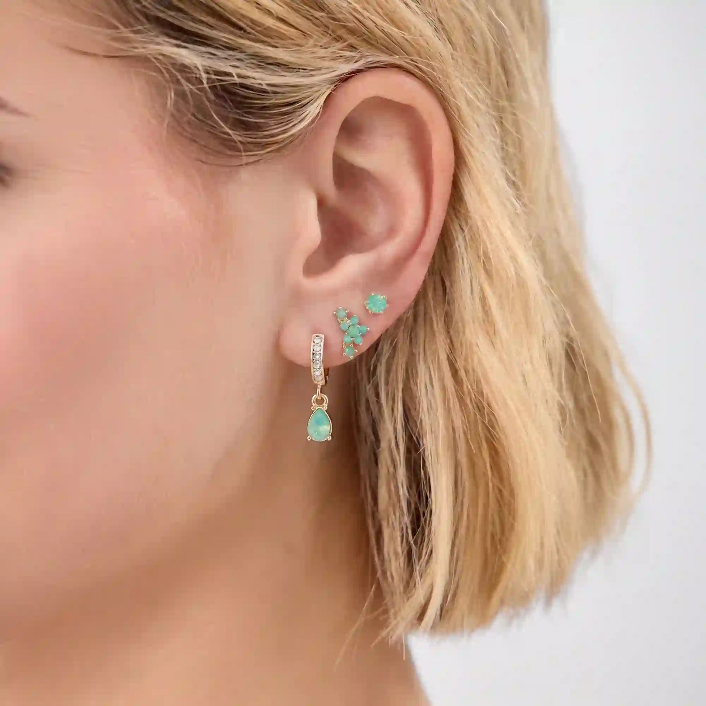 Gem Stud & Hoop Earrings Pack of 5