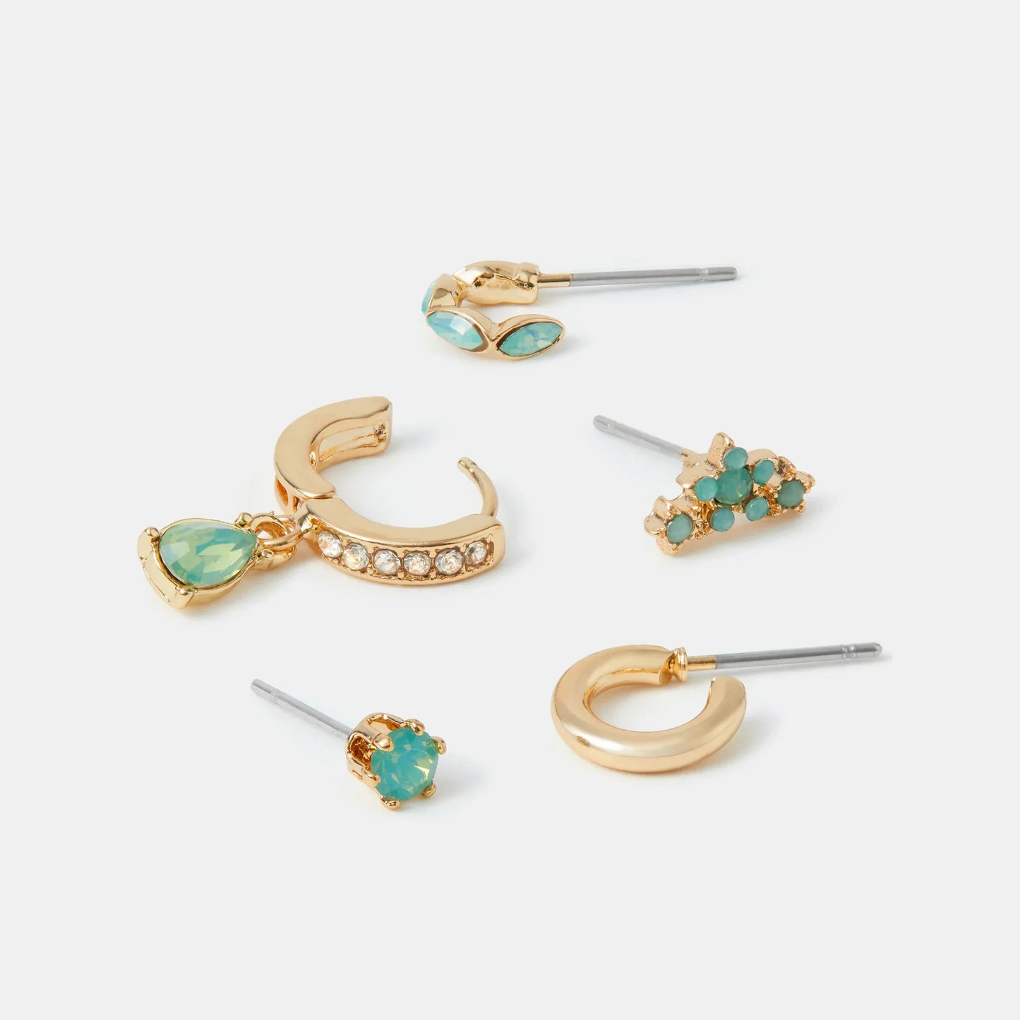 Gem Stud & Hoop Earrings Pack of 5
