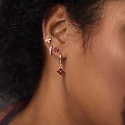 Flower Stud & Hoop Earrings Pack of 5