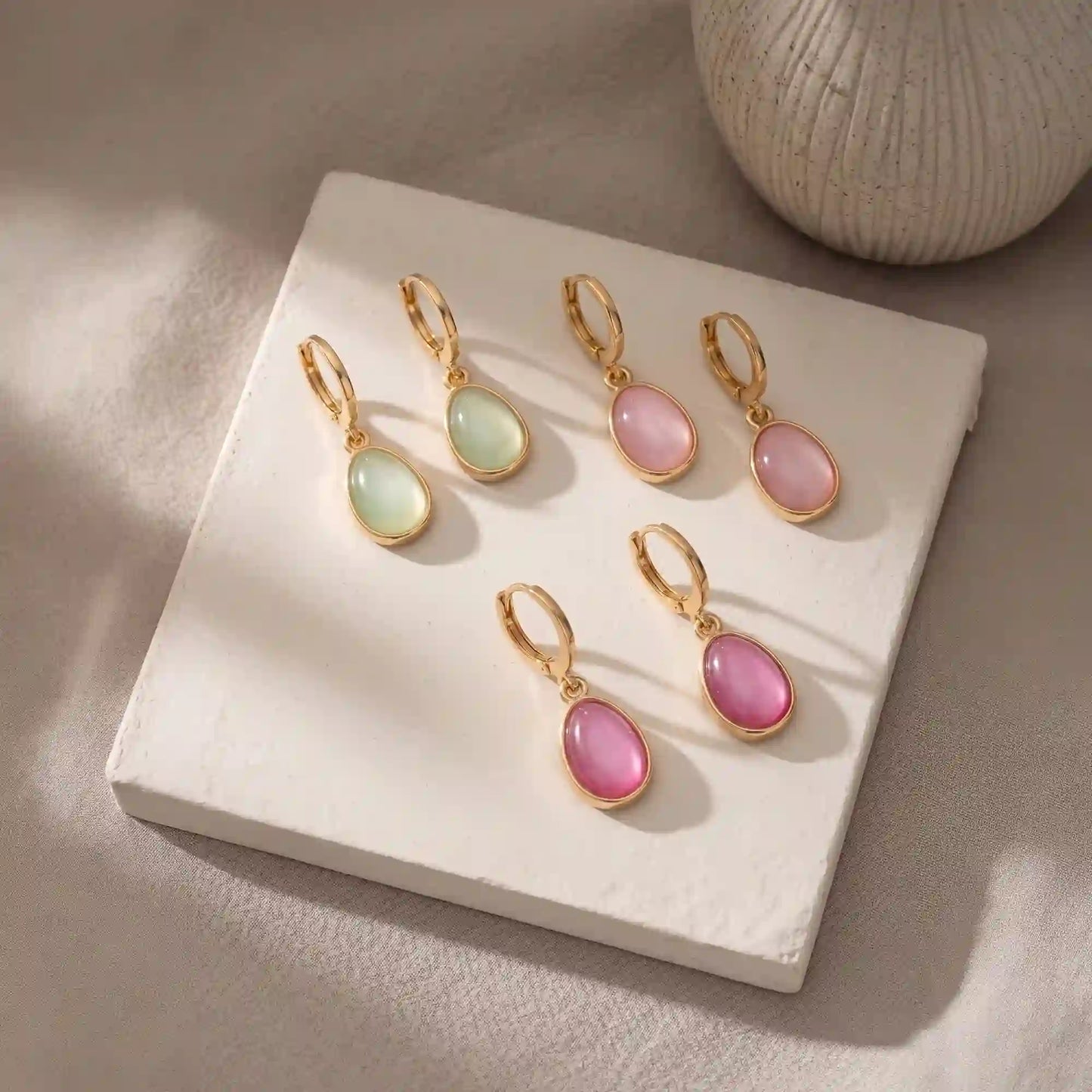 Mini Stone Drop Hoop Earrings Pack of 3