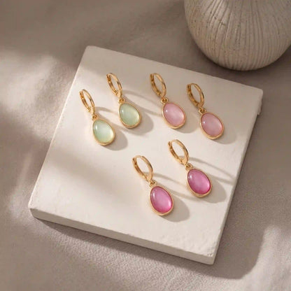 Mini Stone Drop Hoop Earrings Pack of 3