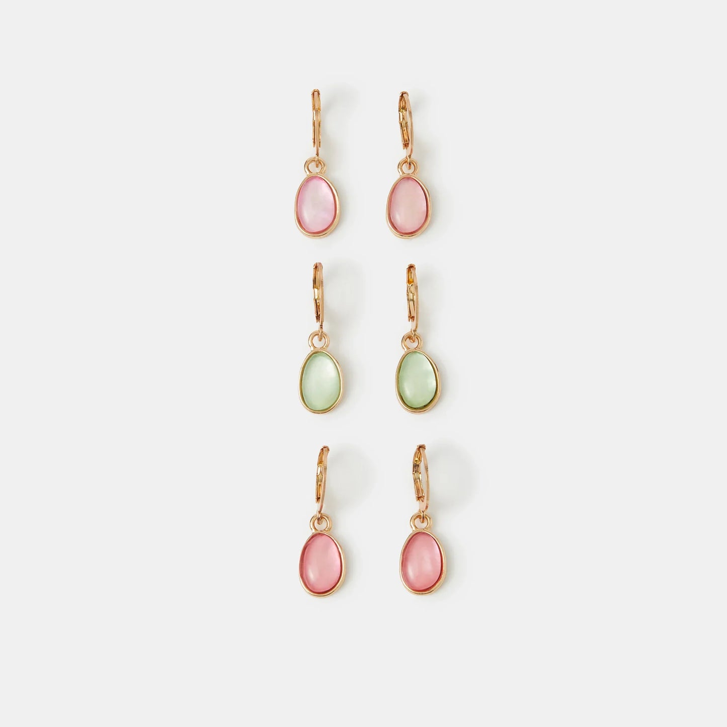 Mini Stone Drop Hoop Earrings Pack of 3