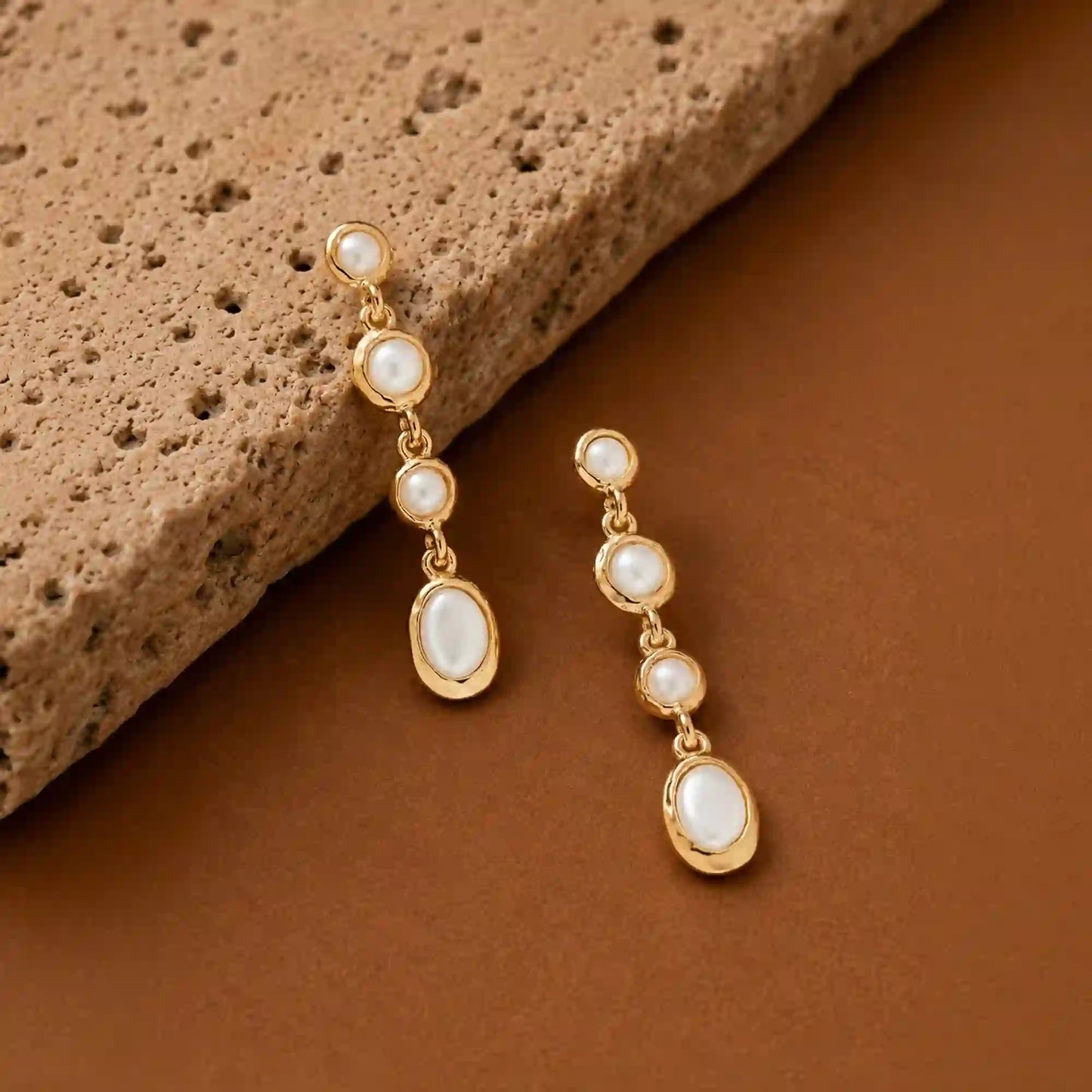 Faux pearl drop earrings in Blue