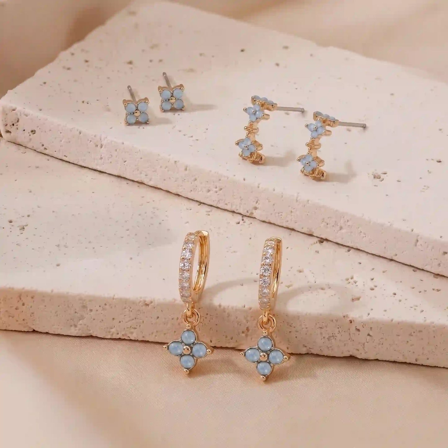 Gem Cross Stud & Hoop Earrings Pack of 3