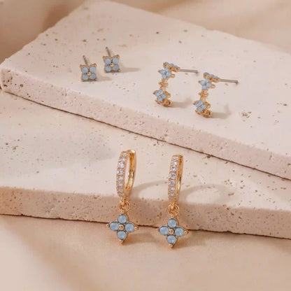 Gem Cross Stud & Hoop Earrings Pack of 3