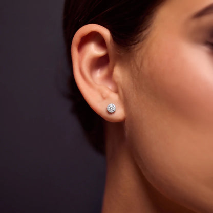 925 Sterling Silver Halo Stud Earrings