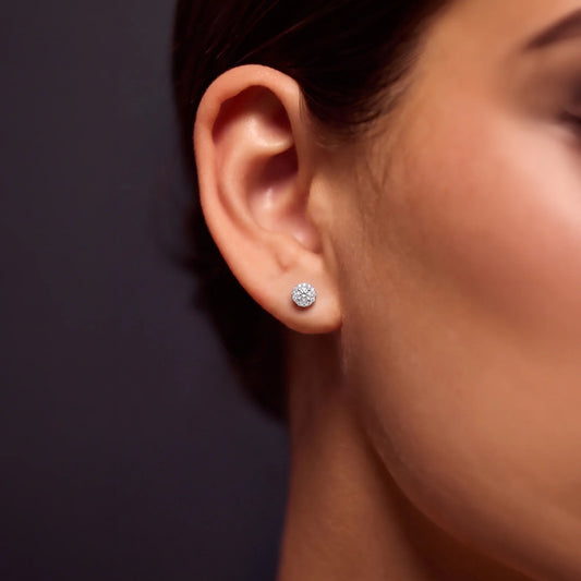 925 Sterling Silver Halo Stud Earrings