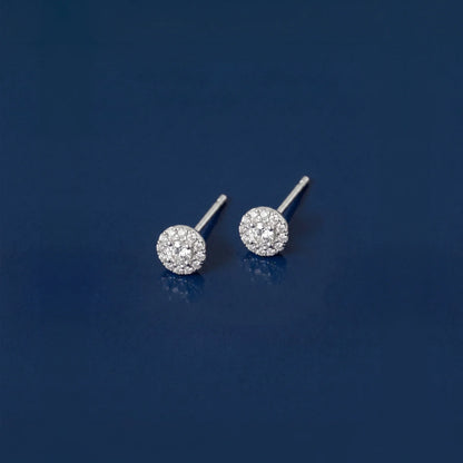 925 Sterling Silver Halo Stud Earrings