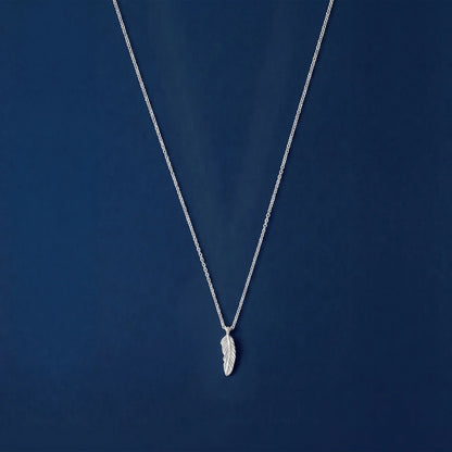 925 Sterling Silver Feather Pendant Necklace