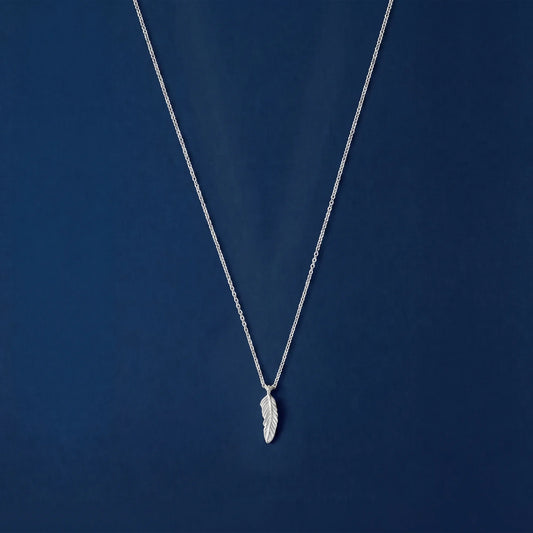 925 Sterling Silver Feather Pendant Necklace