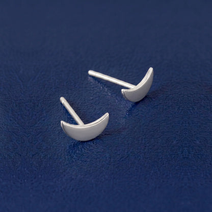 925 Sterling Silver Crescent Moon Stud Earrings